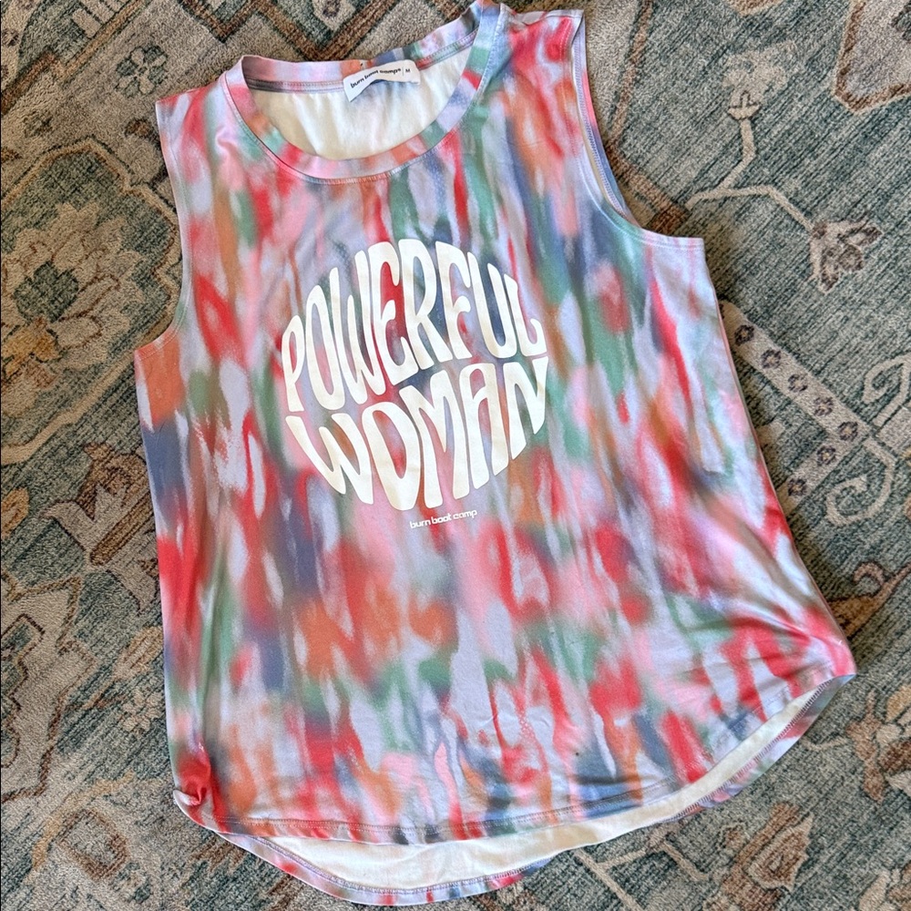 Powerful Woman Tie-Dye Muscle Tee Burn Boot Camp